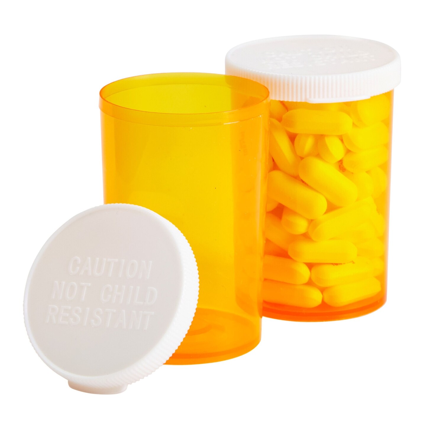 50 Pack Empty Pill Bottles with Caps for Prescription Medication, 20-Dram Plastic Medicine Container (Orange)