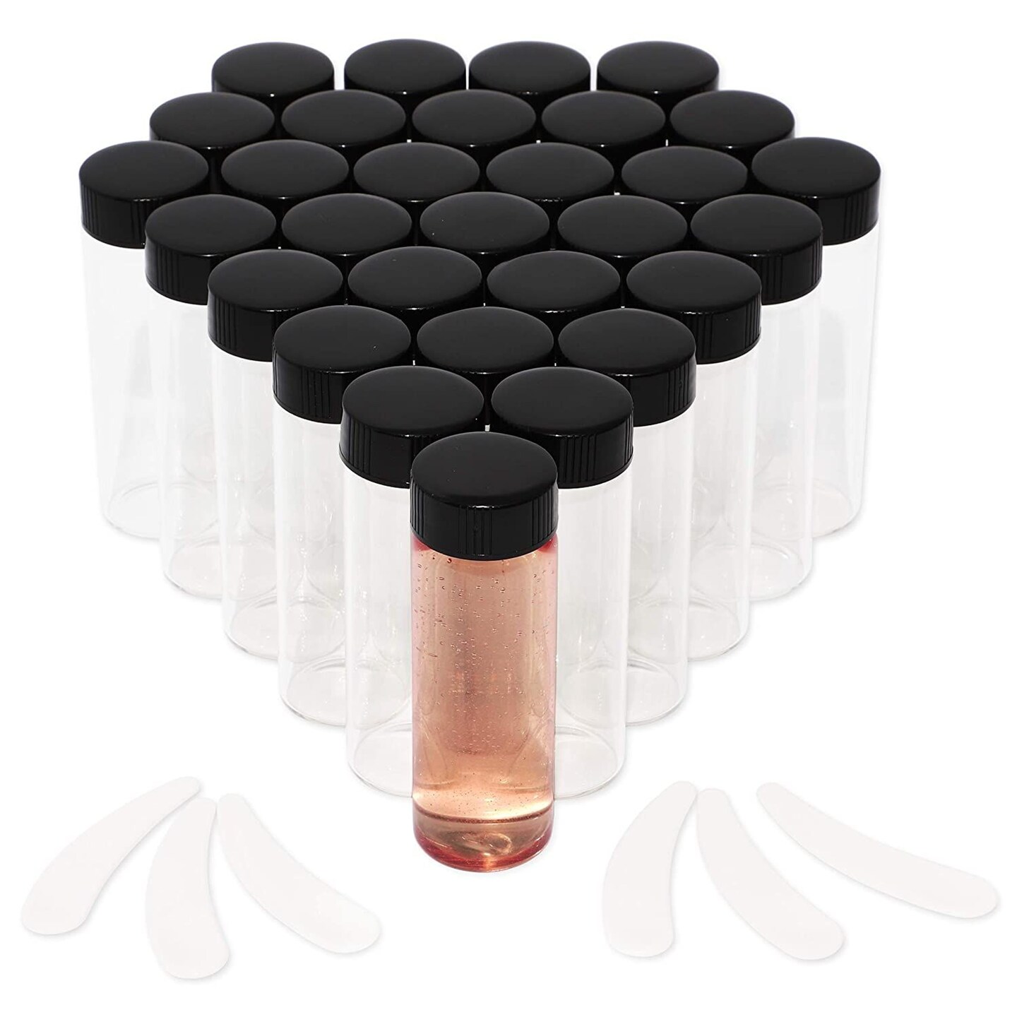 30 Pack Clear Liquid 1 oz Glass Bottles with Caps for Cosmetics, Makeup, Sample Liquid Storage (30 ml)