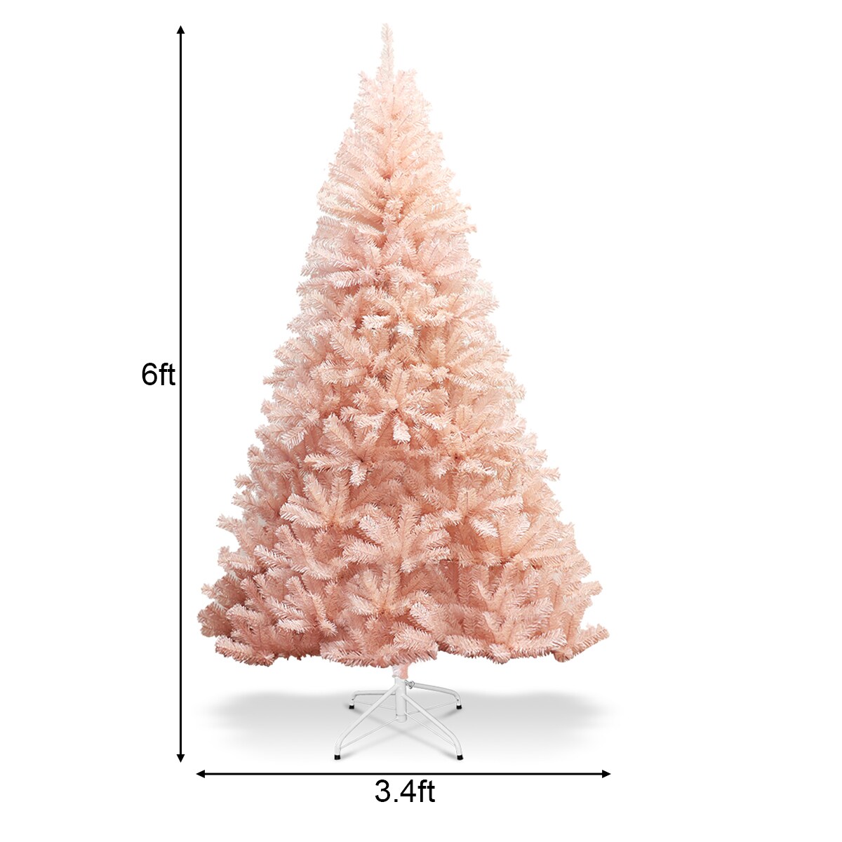 Costway 6ft/7ft Pink Christmas Tree Hinged Full Fir Tree Metal Season