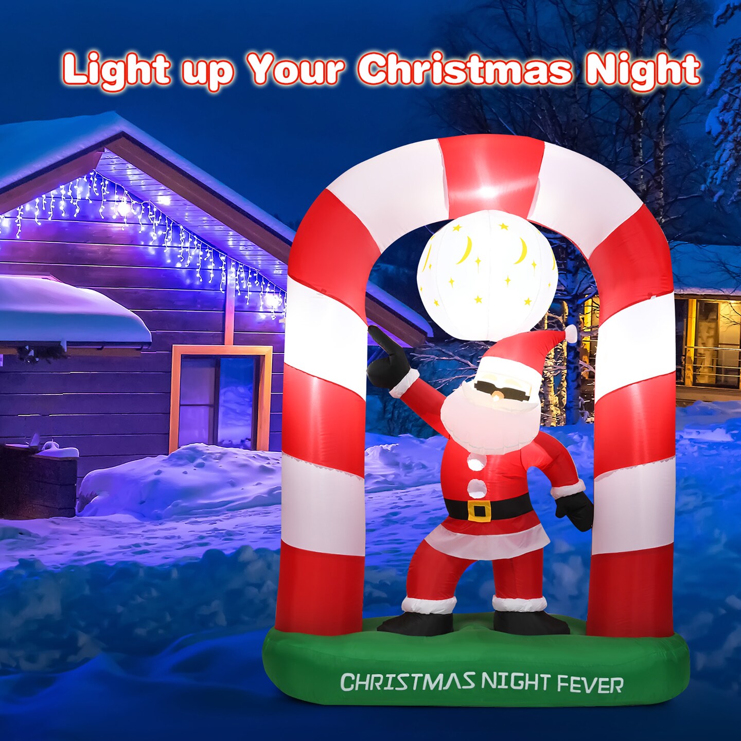 Costway 7.5 FT Inflatable Christmas Lighted Santa Claus Stand on Archway Yard Decoration