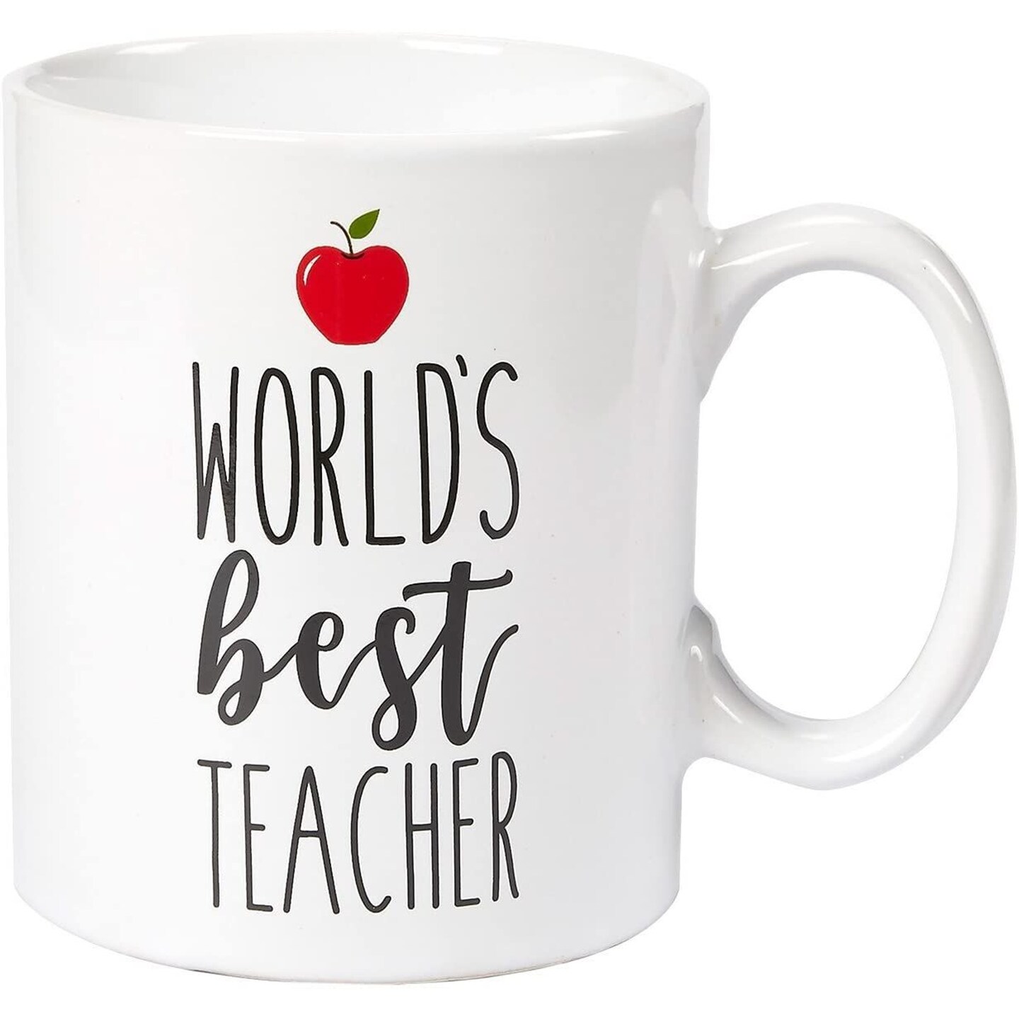 Large World&#x27;s Best Teacher Coffee Mug White Ceramic Cup - Novelty Appreciation Gift for Teachers, Women, Men (16 oz)