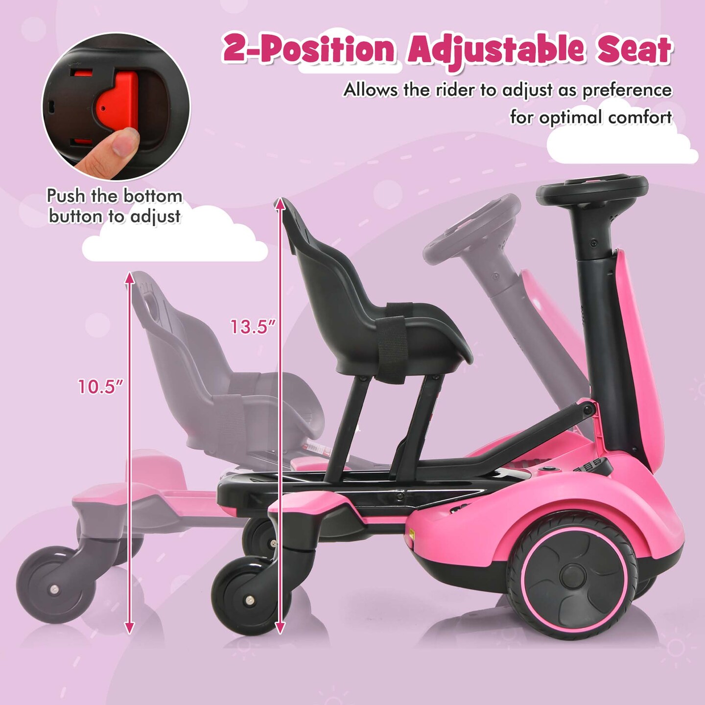 Costway 6V Kids Ride On Drift Car Electric Drifting Go Kart for Kids with 360° Spin Dark/Pink/Red/White