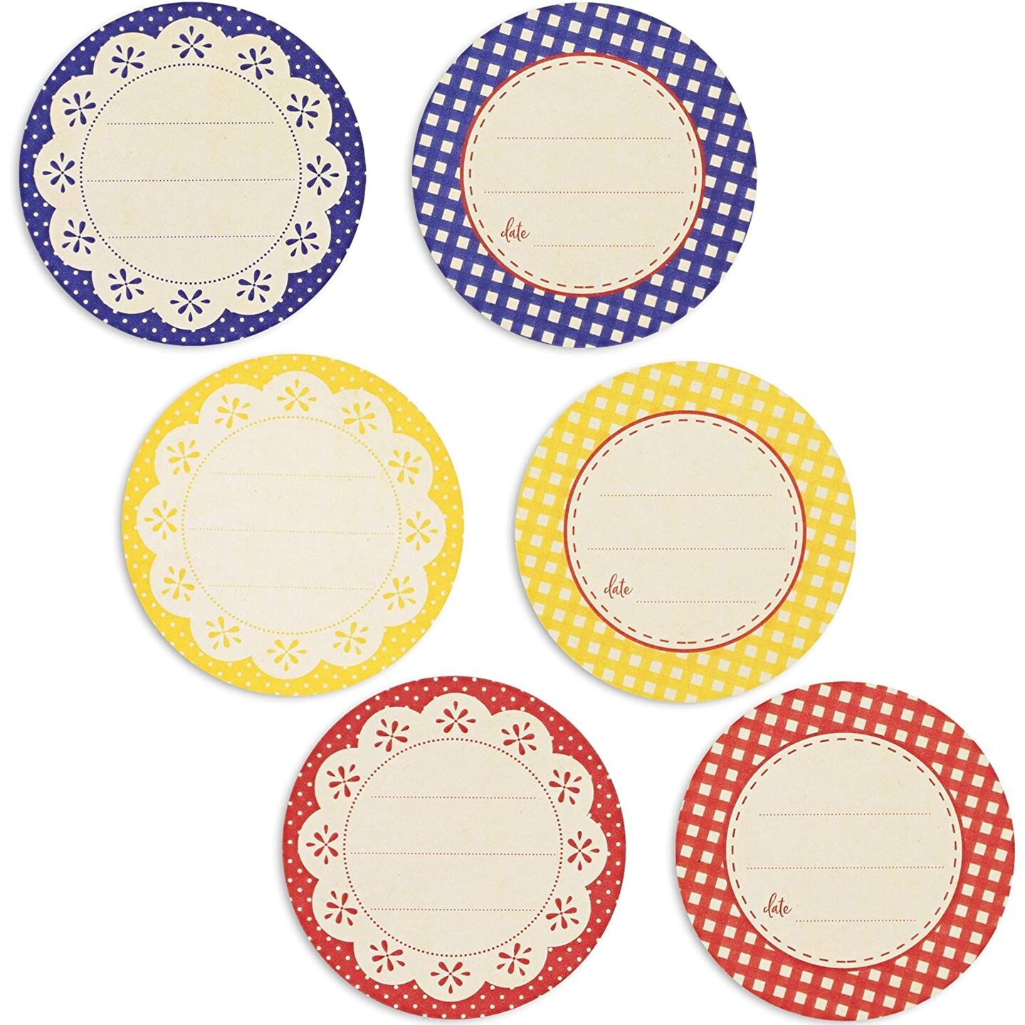 Round Canning Labels for Jars, Write On Label in 6 Colors (2&#x22;, 120 Count)