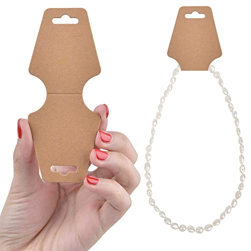 200 Pieces Keychain Display Cards with Adhesive Necklace Bracelet Jewelry Hanging Blank Kraft Paper Packaging Tags