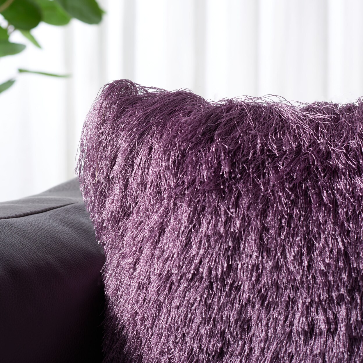 Purple hot sale shag pillow