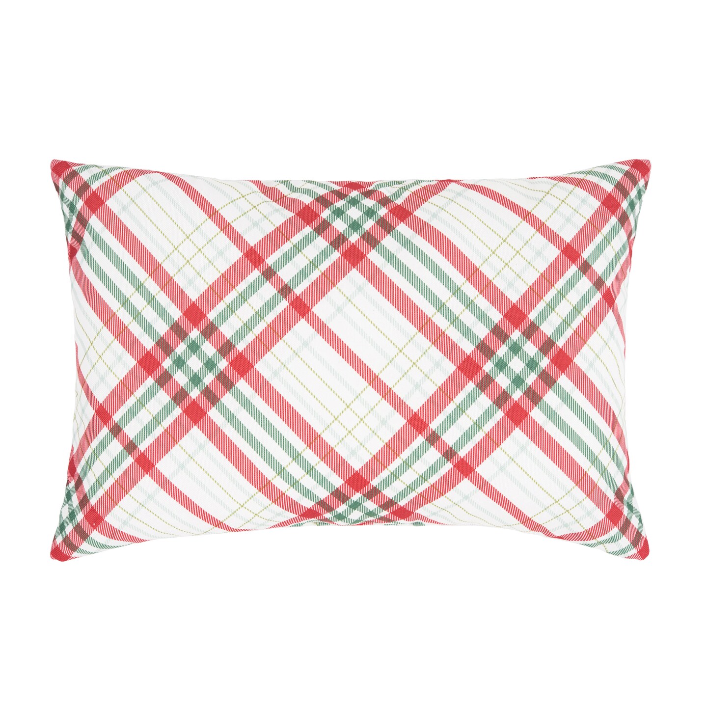 Holiday Plaid Christmas Indoor/Outdoor Accent Pillow, 13" x 20"