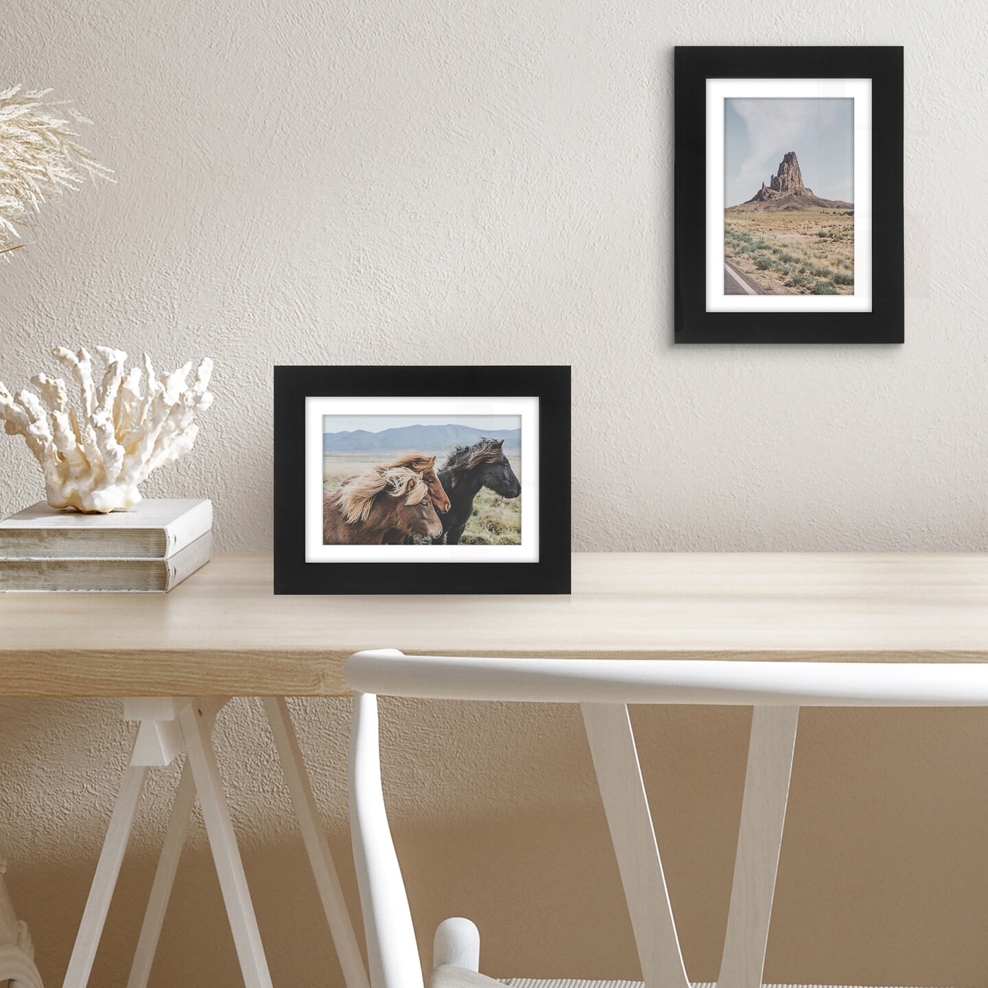 Americanflat Picture Frame with Mat - Photo Frame for Wall Display - Shatter Resistant Glass - Adjustable Hanging Hardware - Includes Easel - Black