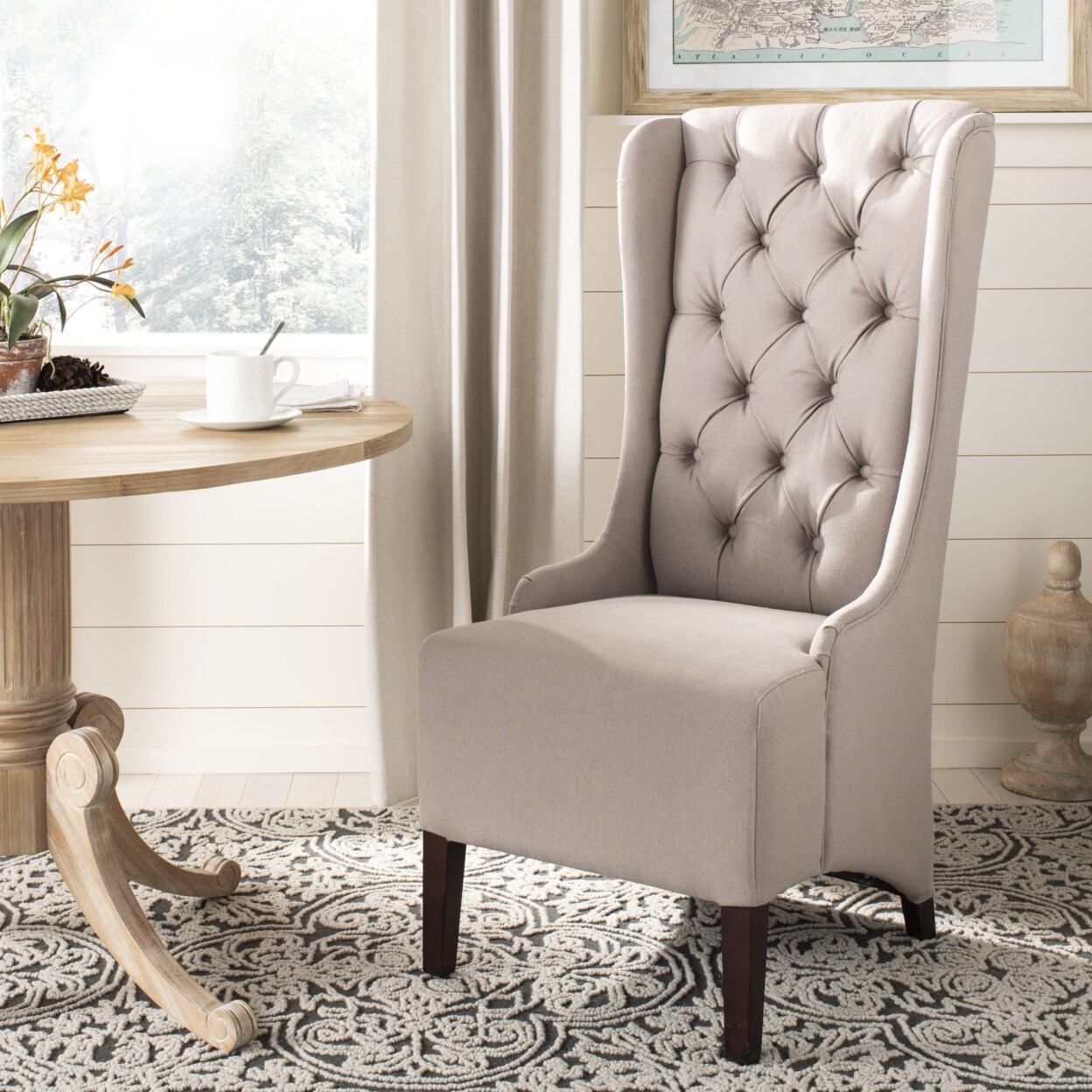 Safavieh   Bacall 20&#x27;&#x27;H Linen Tufted Dining Chair Taupe