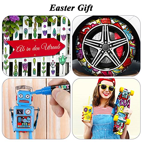 12 Colors Paint Pen Paint Markers, Oil-Based Waterproof Marker Pens, Permanent Fabric Paint Quick Dry Marker for Metal, Egg, Tire, Rock, Wood, Canvas, Plastic, Glass, Engineer, DIY Craft