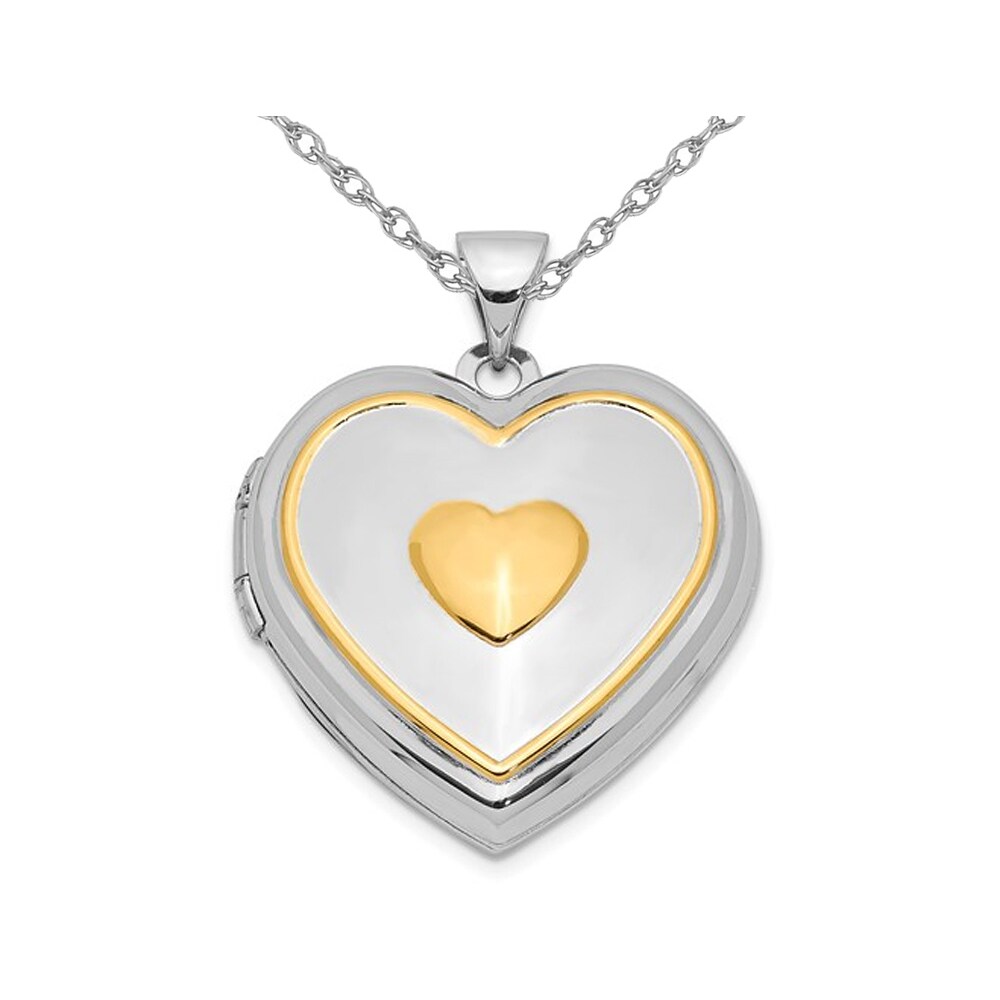 Gem And Harmony Sterling Silver Heart Shaped Locket Pendant with Chain