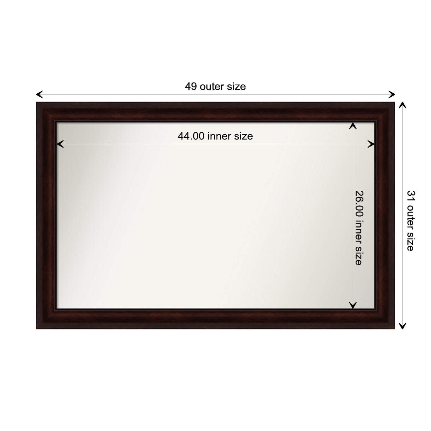 Coffee Bean Brown Non-Beveled Custom Framed Bathroom Vanity Wall Mirror