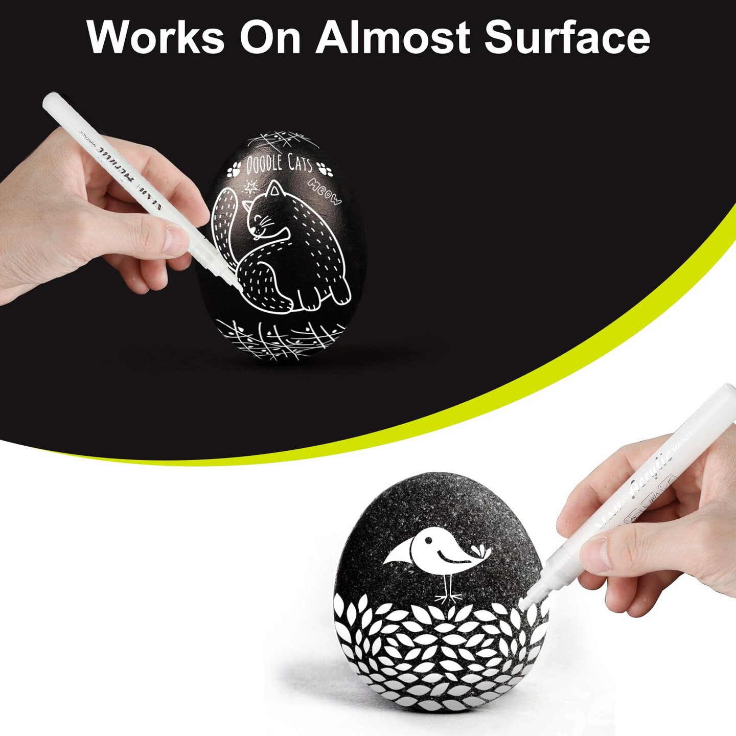 8 Pieces Acrylic White Paint Pens - 2-3MM Medium Tip & 0.7MM Extra Fine White Paint Marker for Rock Painting, Wood, Metal, Fabric, Plastic, Canvas, Glass, Ceramic, Diy Crafts