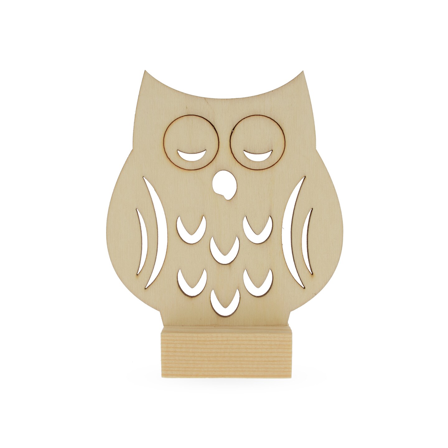 Unfinished Standing Wooden Owl Shape Cutout DIY Craft 3.75 Inches