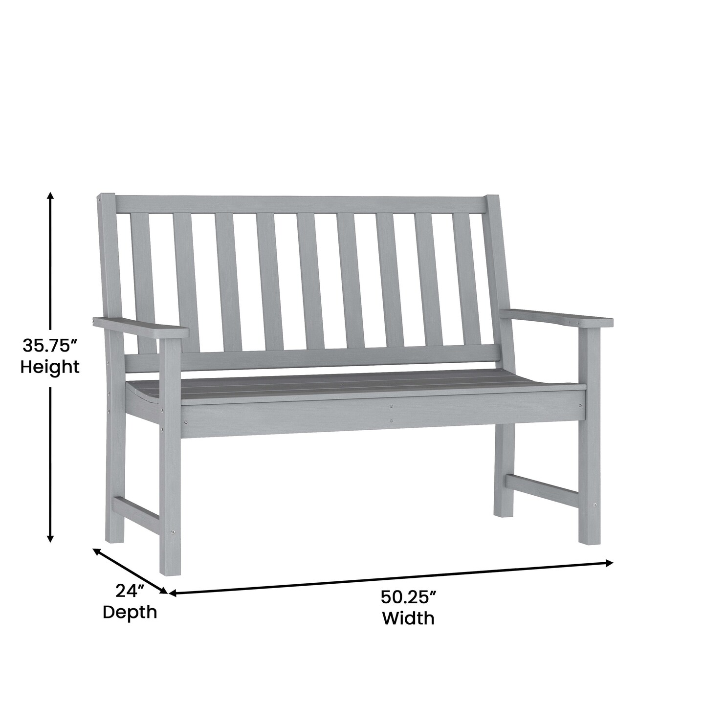 Merrick Lane Cressly All Weather Recycled HDPE Bench for Indoor and Outdoor Use