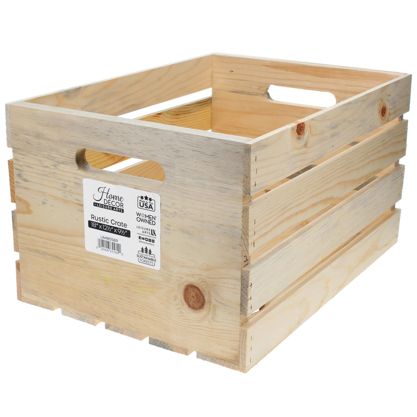 Good Wood by Leisure Arts Wooden Crate, wood crate unfinished,  wood crates for display, wood crates for storage, wooden crates unfinished, Rustic, 18&#x22; x 12.5&#x22; x 9.5&#x22;