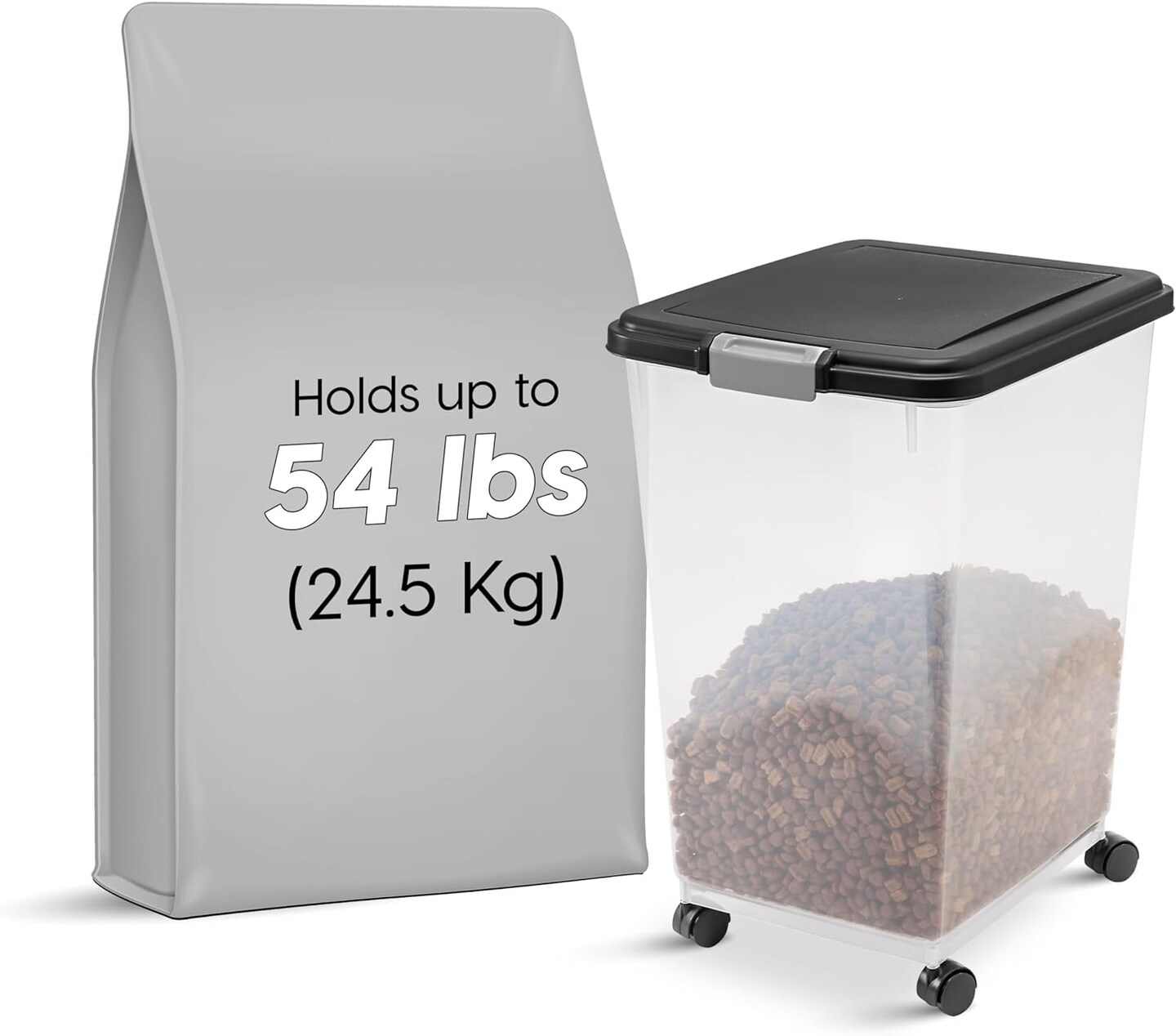 IRIS Airtight Pet Food Storage Containers with Attachable Casters