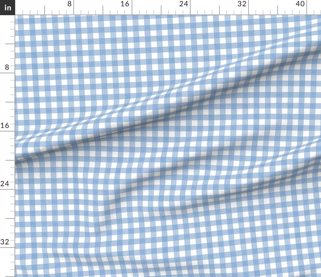 Blue Plaid Country Gingham Sky Check Picnic Cottagecore Large Scale Custom Printed Fabric by Spoonflower Various Fabrics by the Yard or Fat Quarter