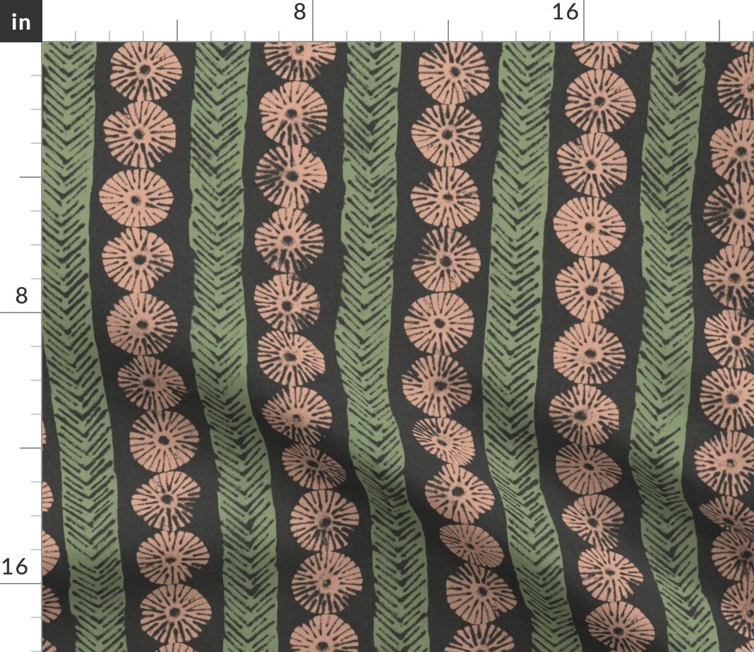 Geometric Stripes Herringbone Folk Art Block Print Moody Custom Printed Fabric by Spoonflower Various Fabrics by the Yard or Fat Quarter