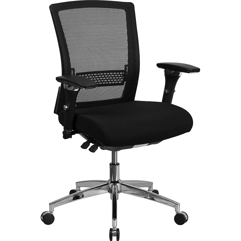Flash Furniture Hercules Series Intensive Use 300 Lb. Rated Black Mesh Multifunction Ergonomic Office Chair With Seat Slider