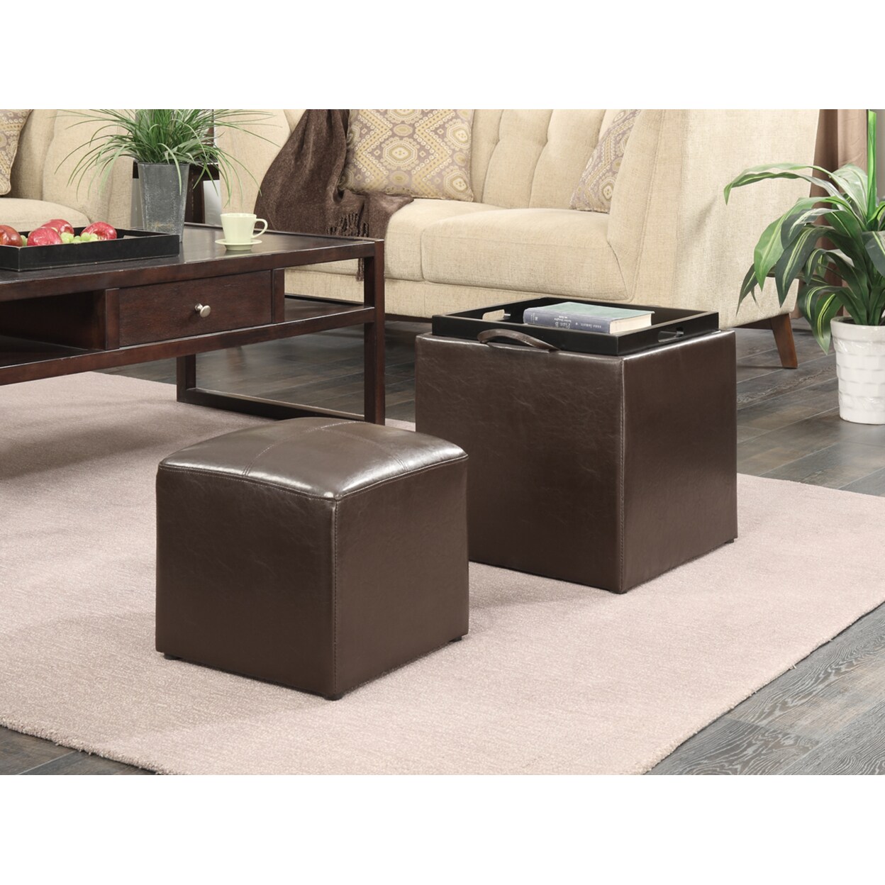 Convenience Concepts Designs4Comfort Park Avenue Single Ottoman with Stool, Espresso