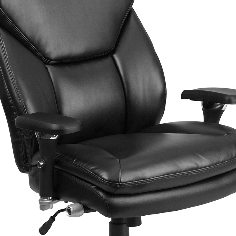 Flash Furniture Hercules Series 247 Intensive Use Big &#x26; Tall 400 Lb. Rated Black Leathersoft Ergonomic Office Chair With Lumbar Knob