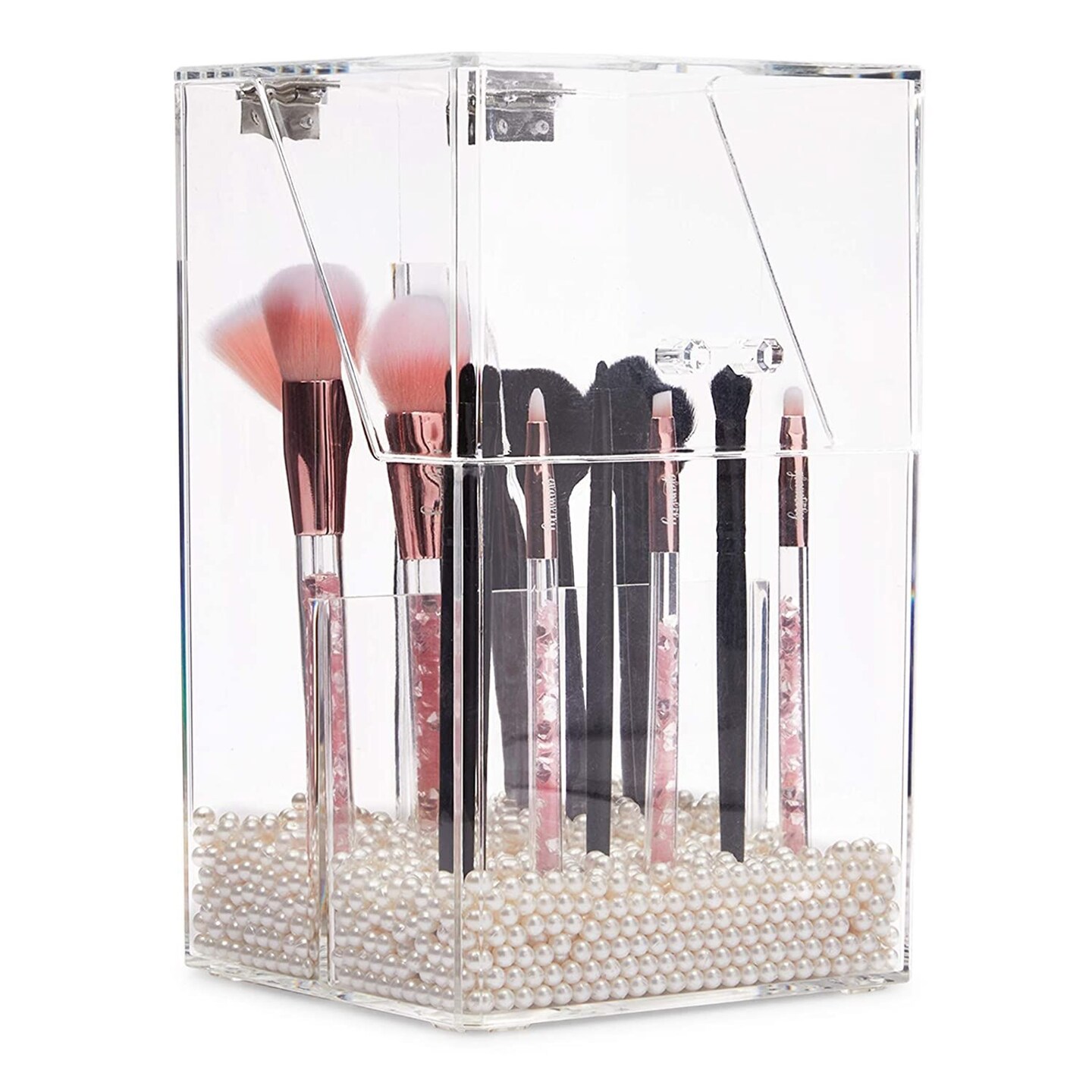 Crystal Brush Holder With Lid Acrylic Makeup Storage Organiser 