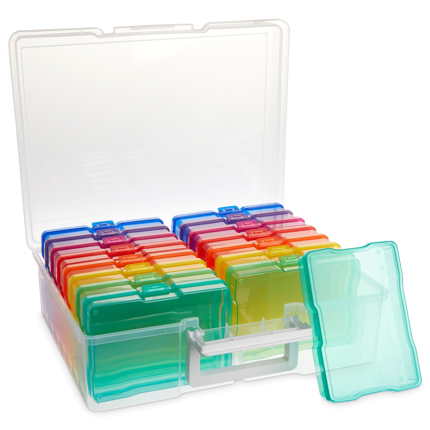 16 Transparent 4x6 Photo Storage Boxes and Organizer with Handle for  Pictures, Art Supplies (Rainbow Colors) Michaels