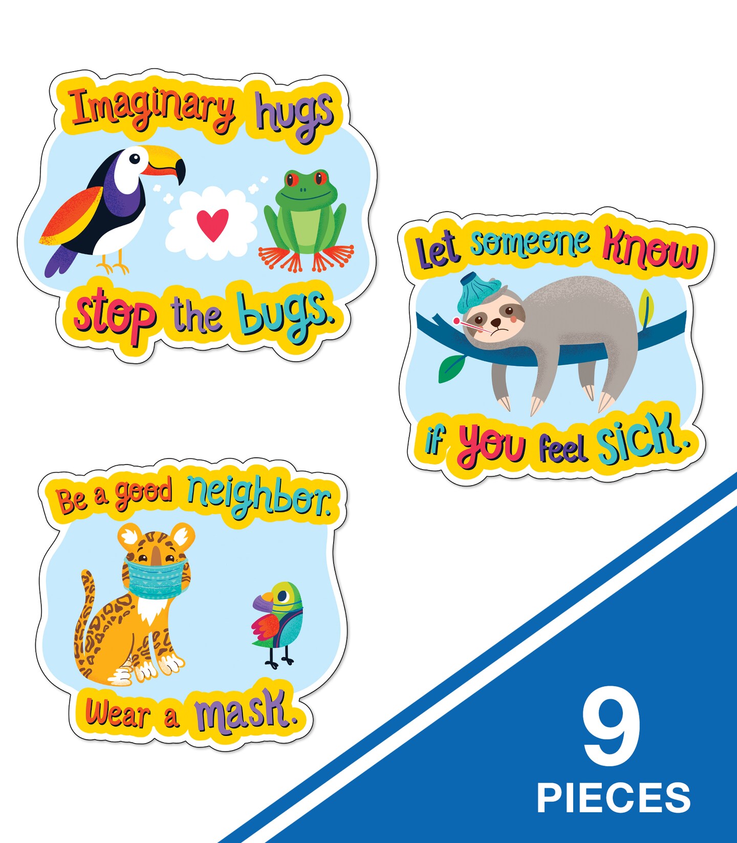 One World Social Distancing Germ Busters Bulletin Board Set, Carson Dellosa Classroom Decorations, 9 Pieces