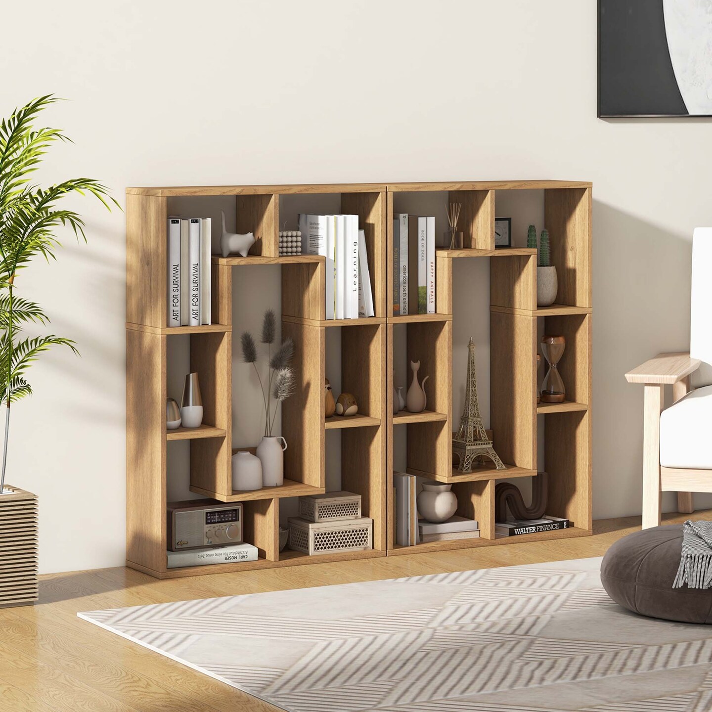 Costway 7-Cube Geometric Bookshelf with Anti-Toppling Device