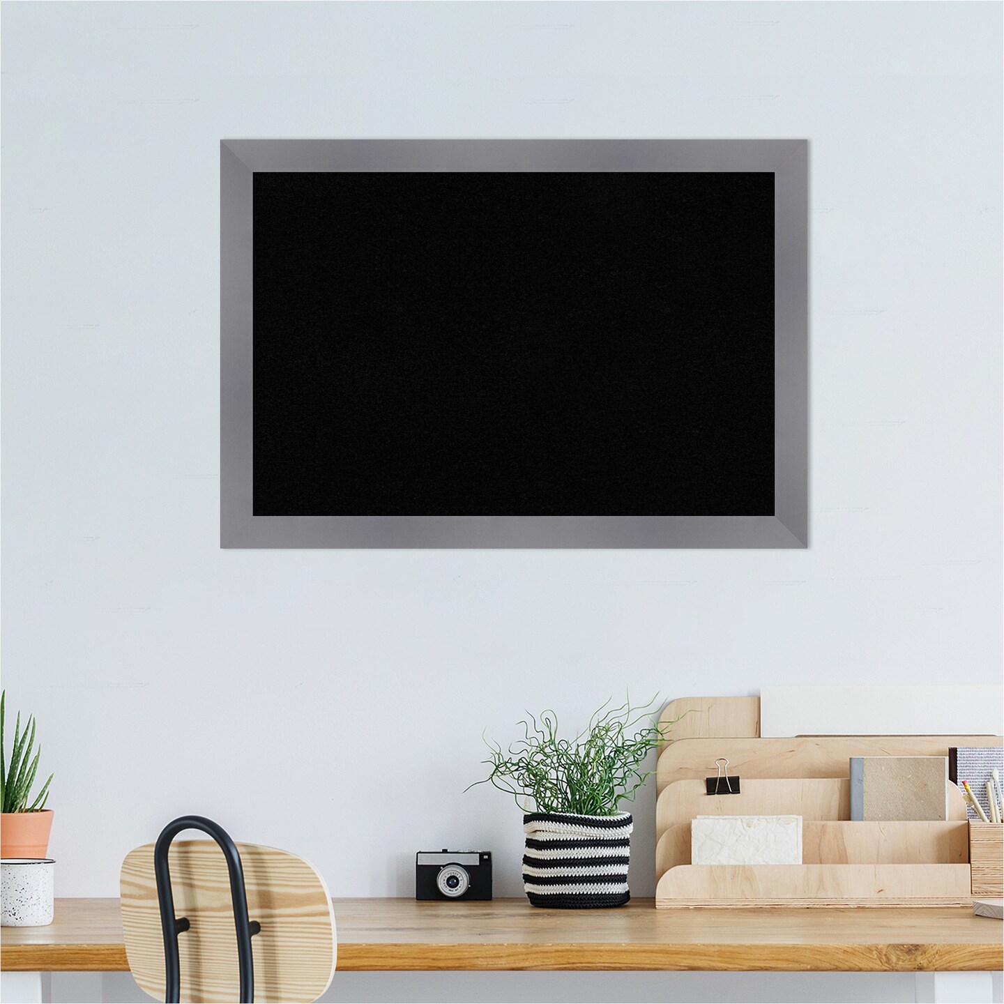 Edwin Wood Framed Corkboard, Black Cork