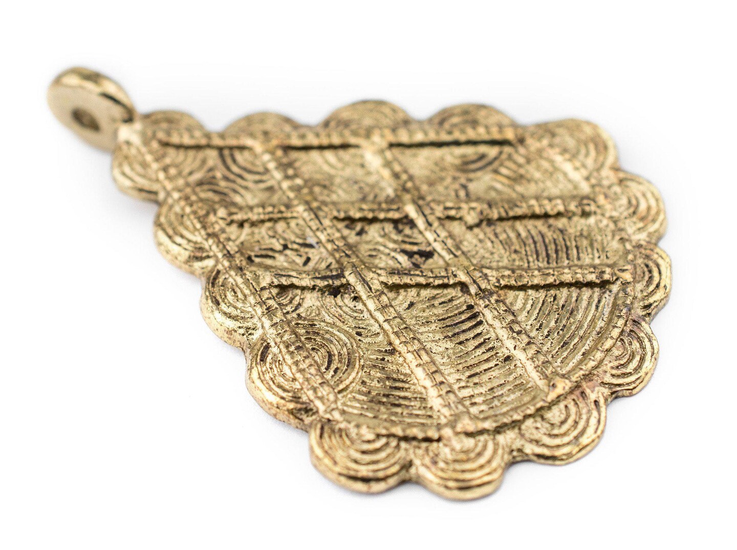 TheBeadChest Brass Baule Pyramid Pendant (67x48mm): African Tribal Metal Pendant for DIY Jewelry and Necklace