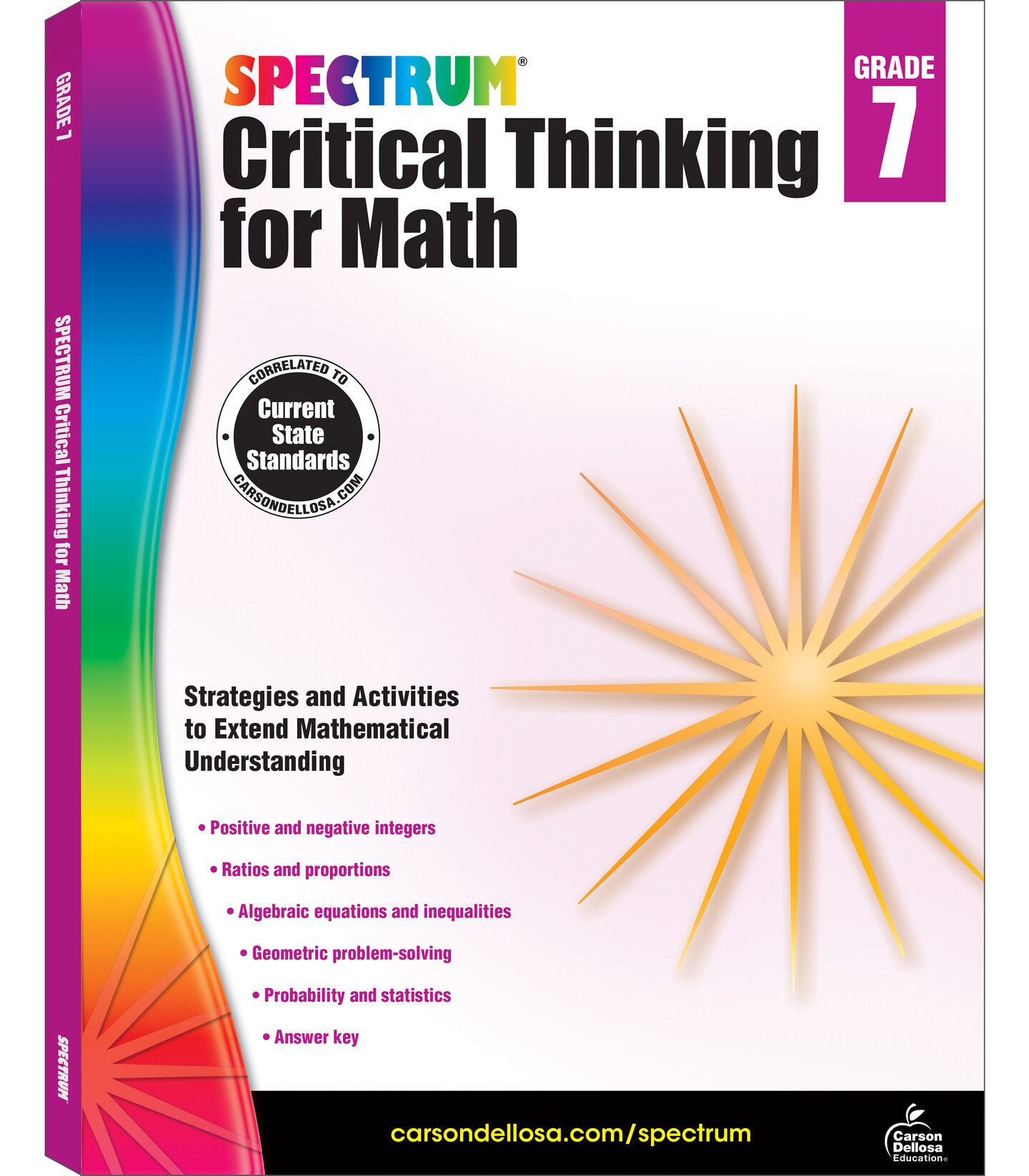 Spectrum Grade 7 Critical Thinking for Math Workbook, Mathematics Middle School Books Covering Algebra, Geometry, Ratio, Statistics, Integers, and More, Classroom or Homeschool Curriculum