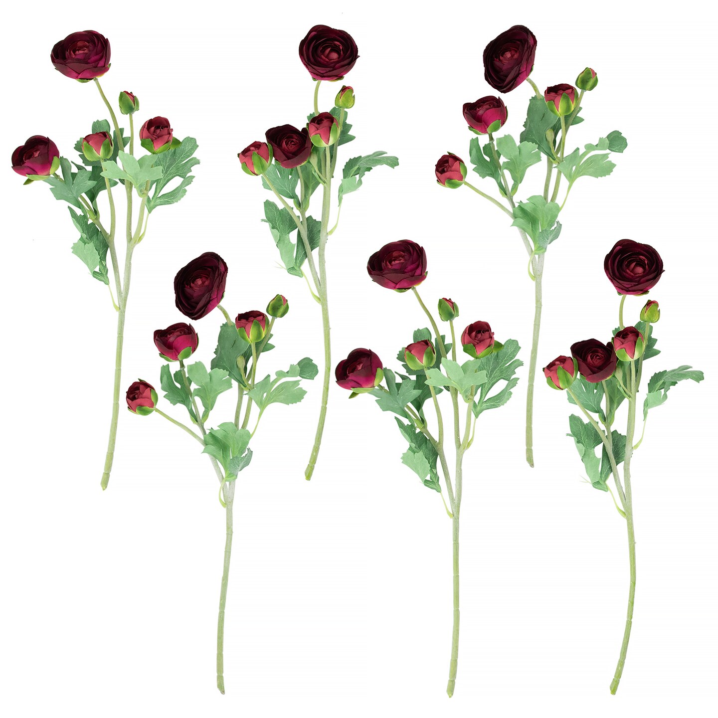 Northlight Real Touch™ Red Ranunculus Artificial Floral Sprays, Set of 6 - 21"