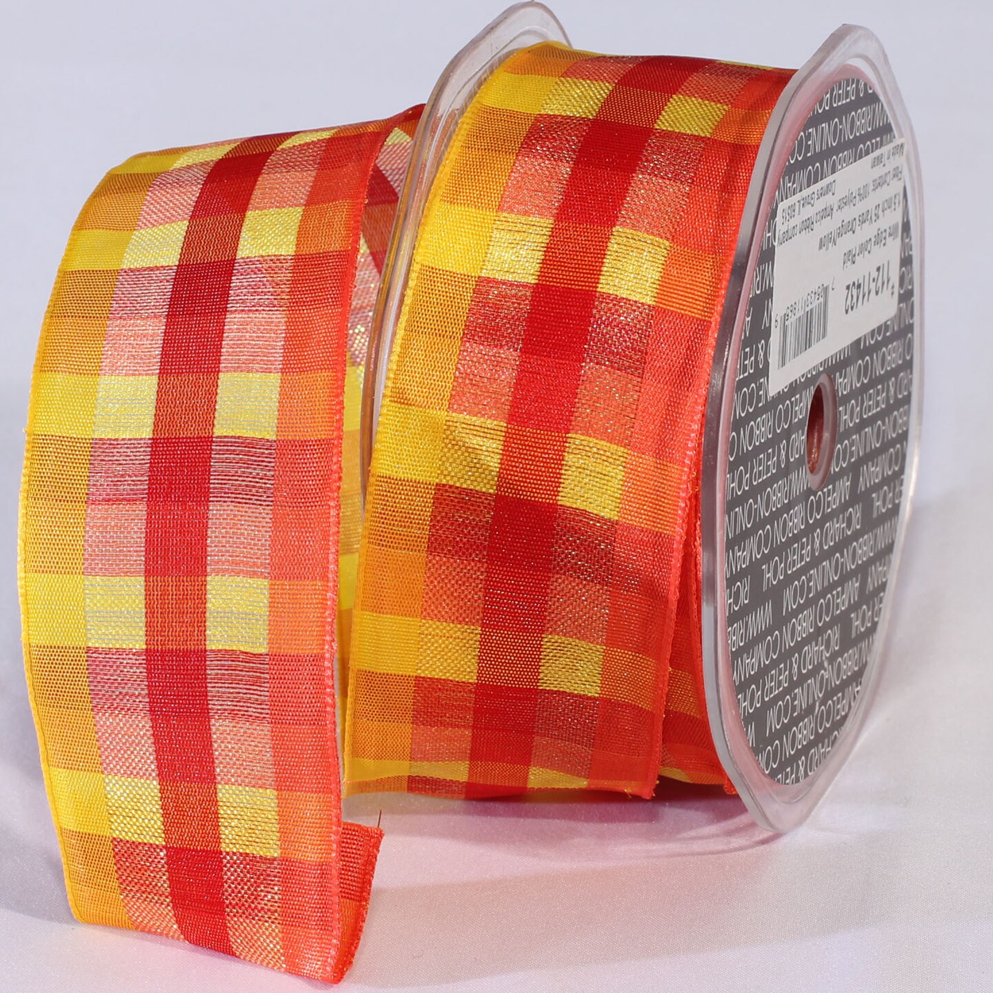 The Ribbon People Orange and Yellow Plaid Wired Craft Ribbon 1.5" x 50 Yards