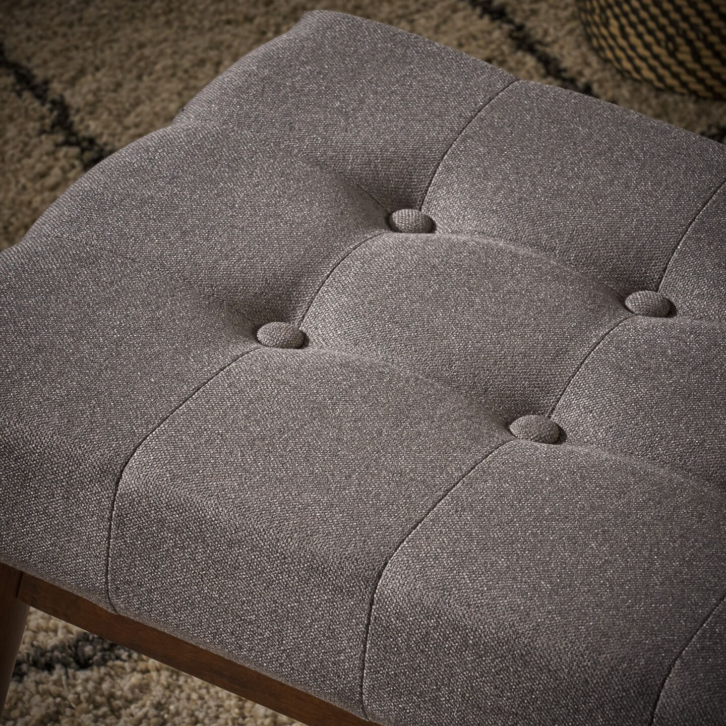 Contemporary Home Living 44&#x22; Gray and Brown Contemporary Tufted Rectangular Ottoman
