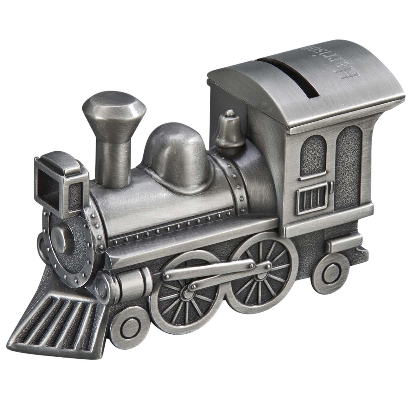 Contemporary Home Living 6&#x22; Silver Stainless Steel Train Design Coin Bank