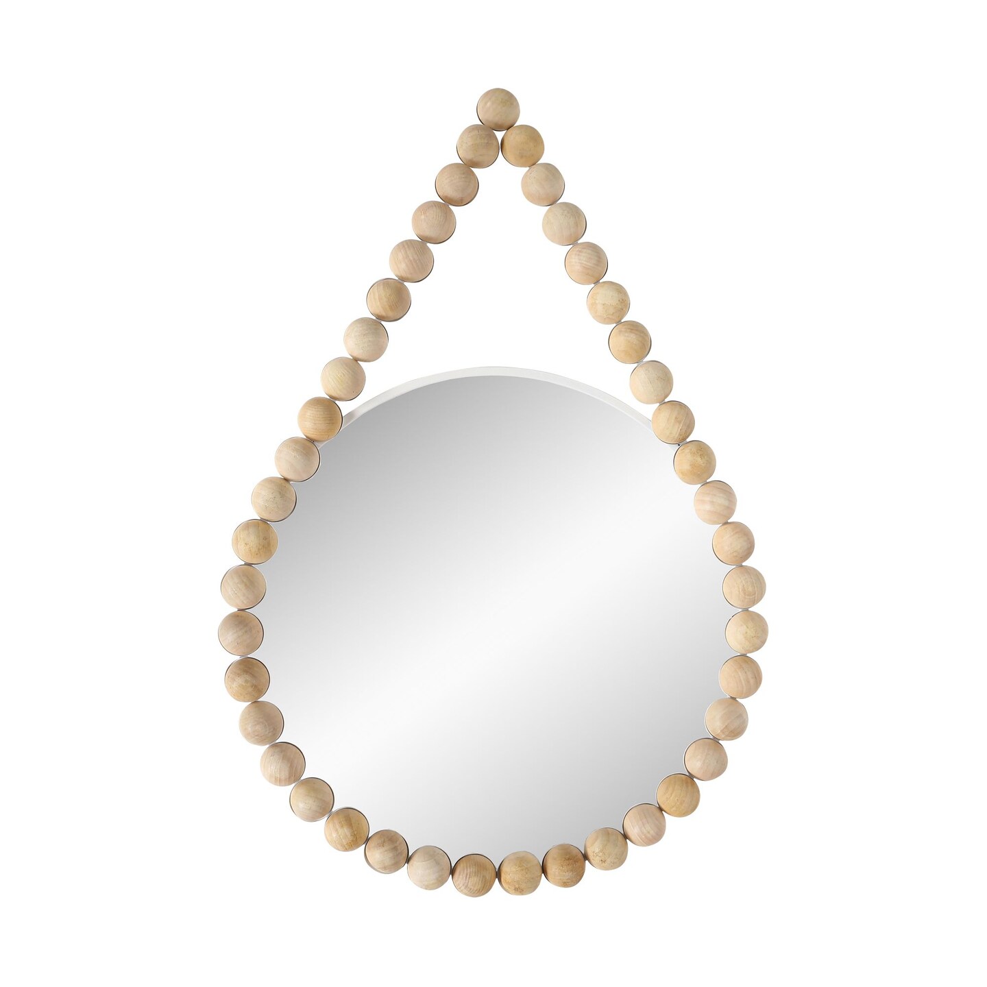 Kingston Living 36&#x22; White and Brown Beaded Wall Mirror