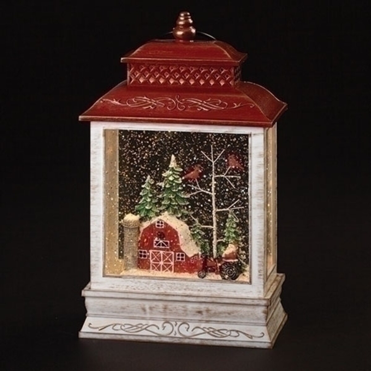 Roman 10.5&#x22; LED Lighted Santa Farmer Christmas Snow Globe Lantern