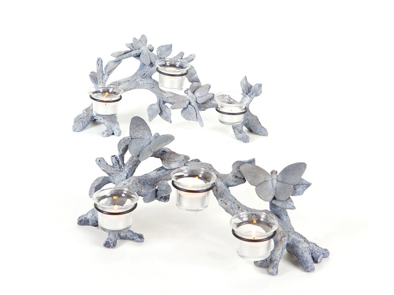 Melrose Set of 2 Garden Getaway Butterfly and Dragonfly Votive Candle Holders 14"