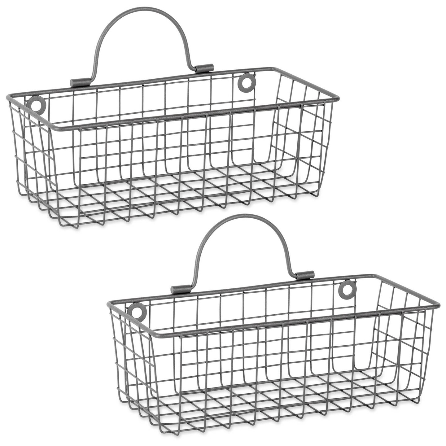 Contemporary Home Living Set of 2 Gray Multi-purpose Wall Mount Basket and Holder 11.80&#x22;