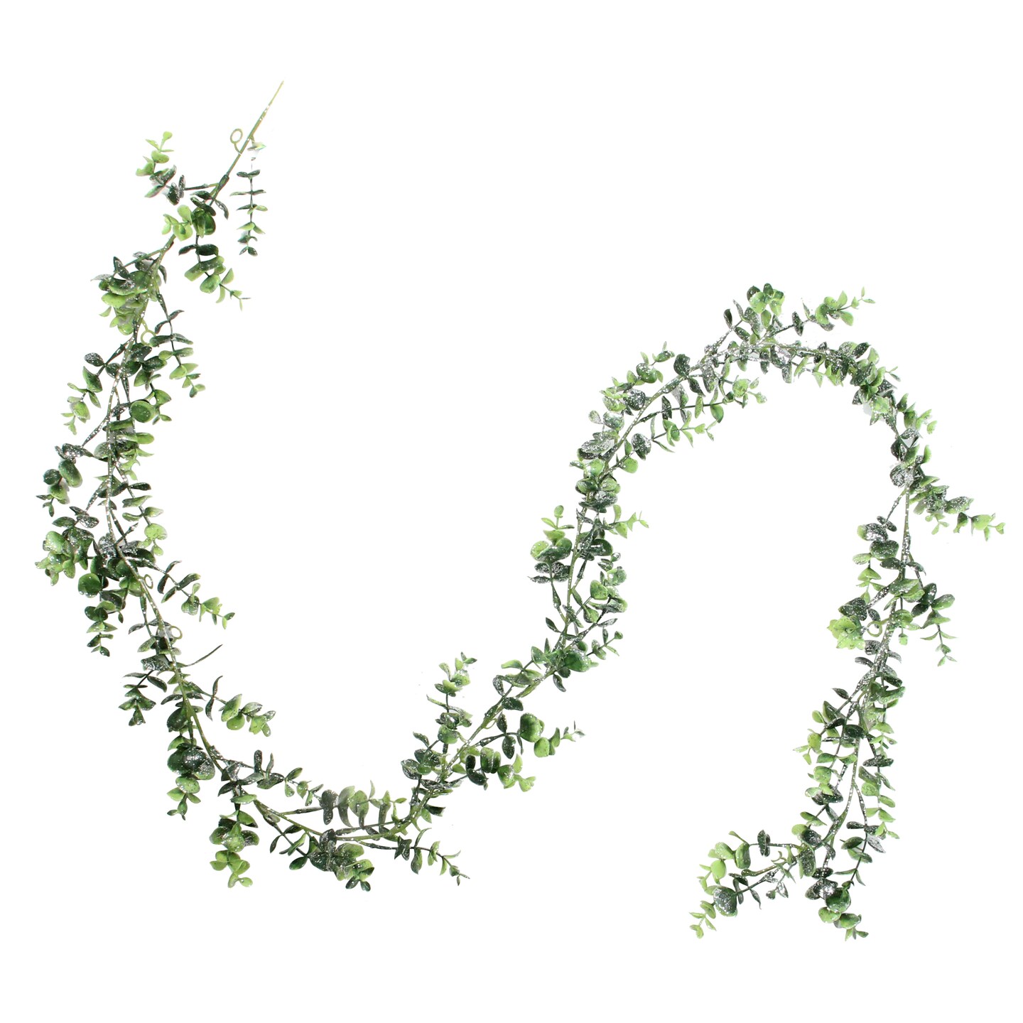 Northlight 6ft Green and Silver Glitter Artificial Eucalyptus Garland