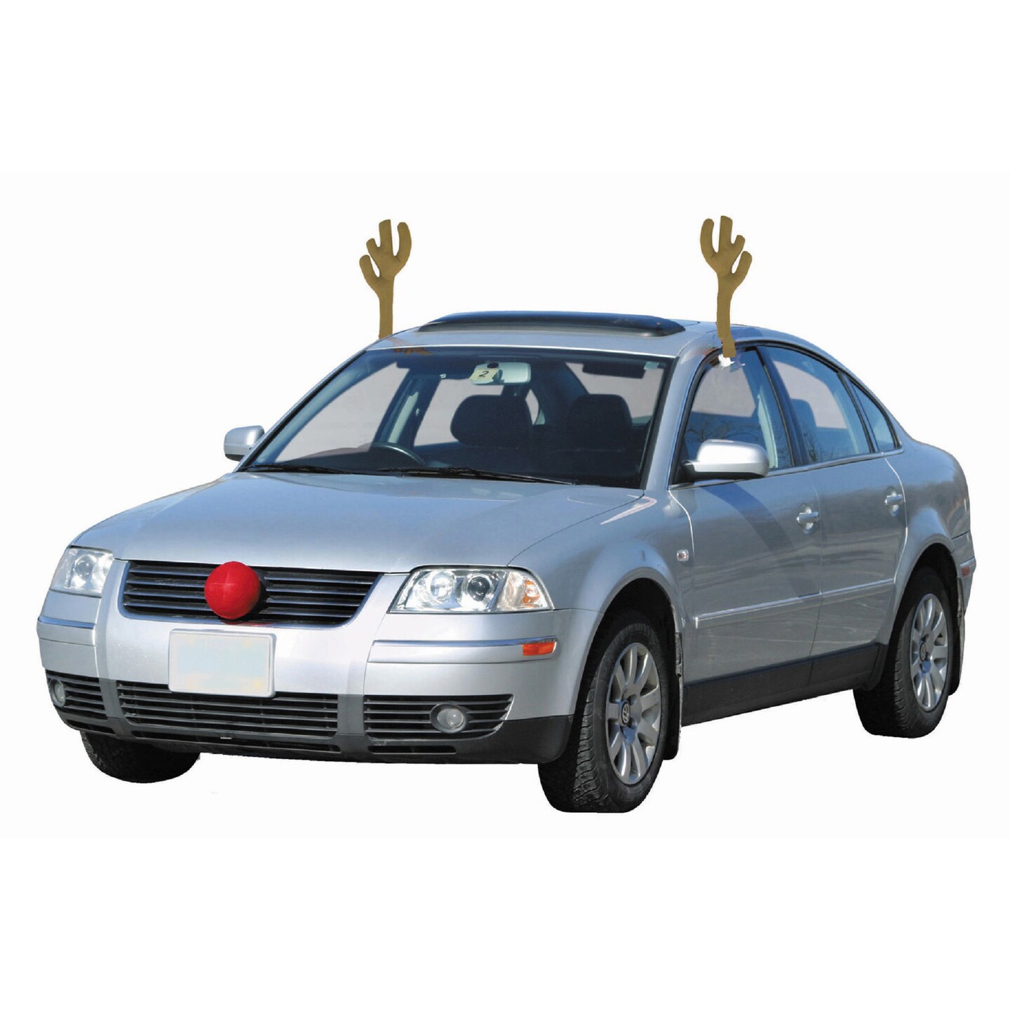 Mystic 19&#x22; Brown and Red Reindeer Christmas Car Decorating Kit - Universal Size