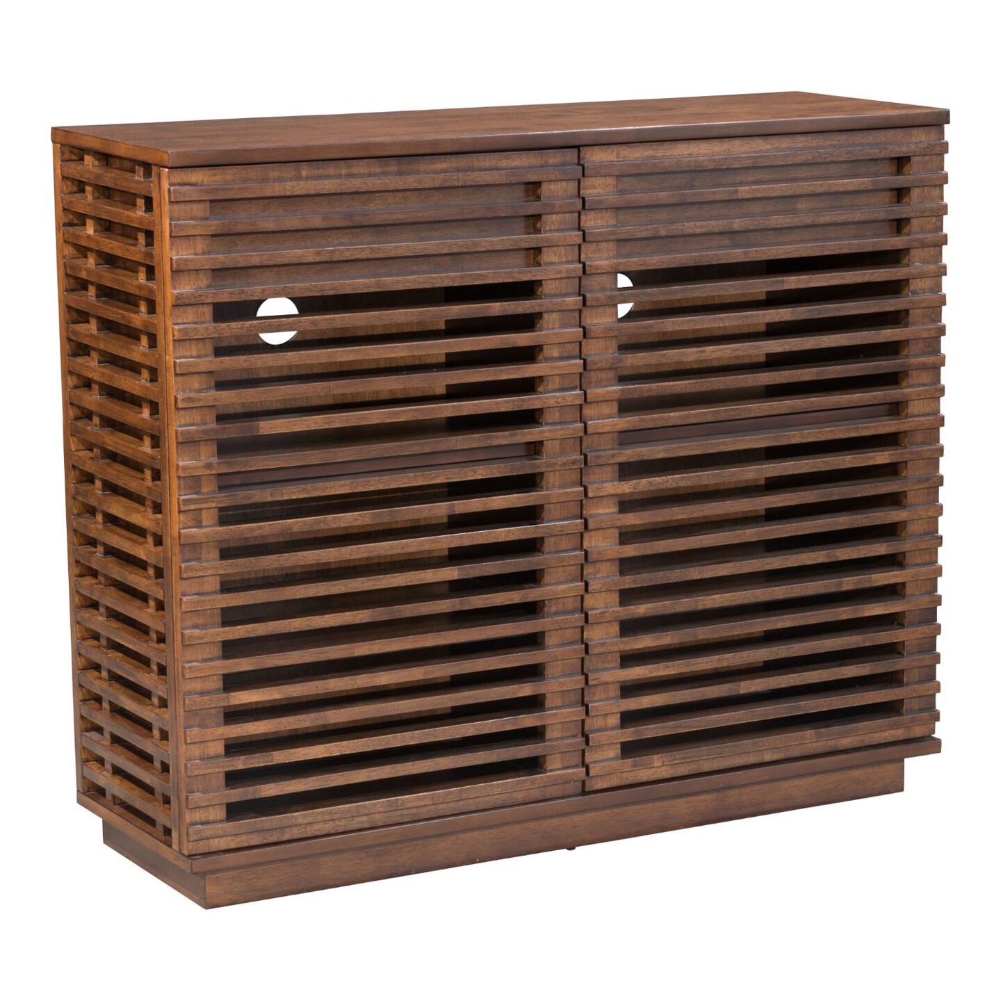 Modern Home 41.5&#x22; Walnut Brown Rubber Wood Cabinet