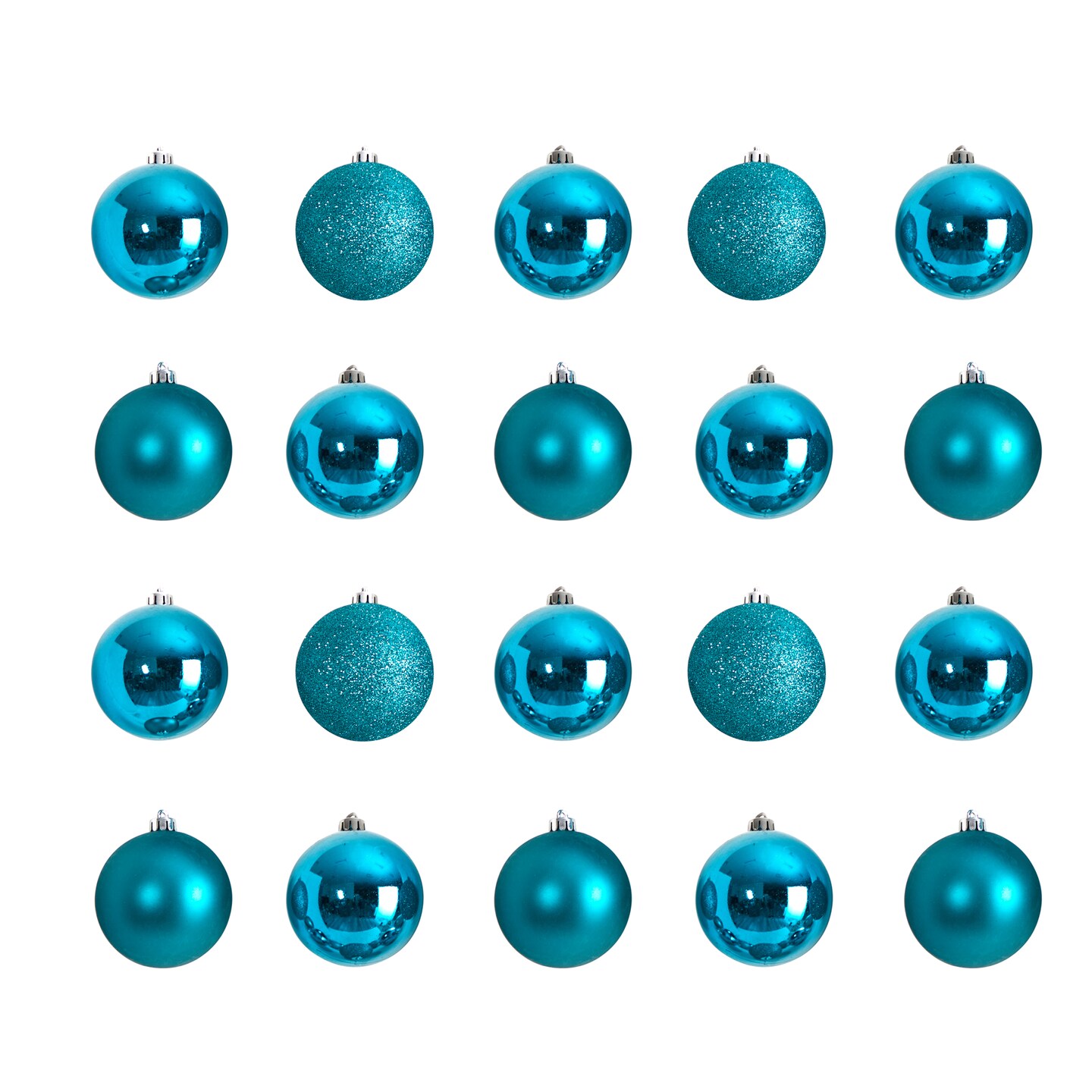 Nearly Natural 20ct Teal Shatterproof 3-Finish Christmas Ball Ornaments 3" (80mm)