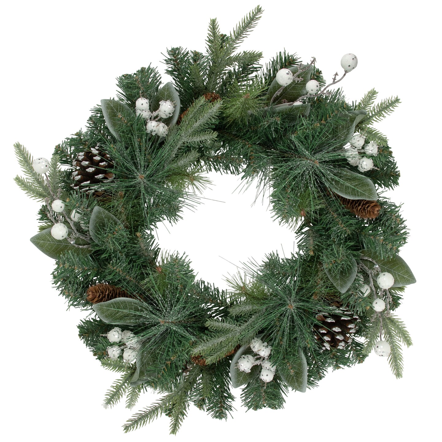Northlight Real Touch&#x2122; Frosted Mixed Pine Artificial Christmas Wreath - 24&#x22; - Unlit