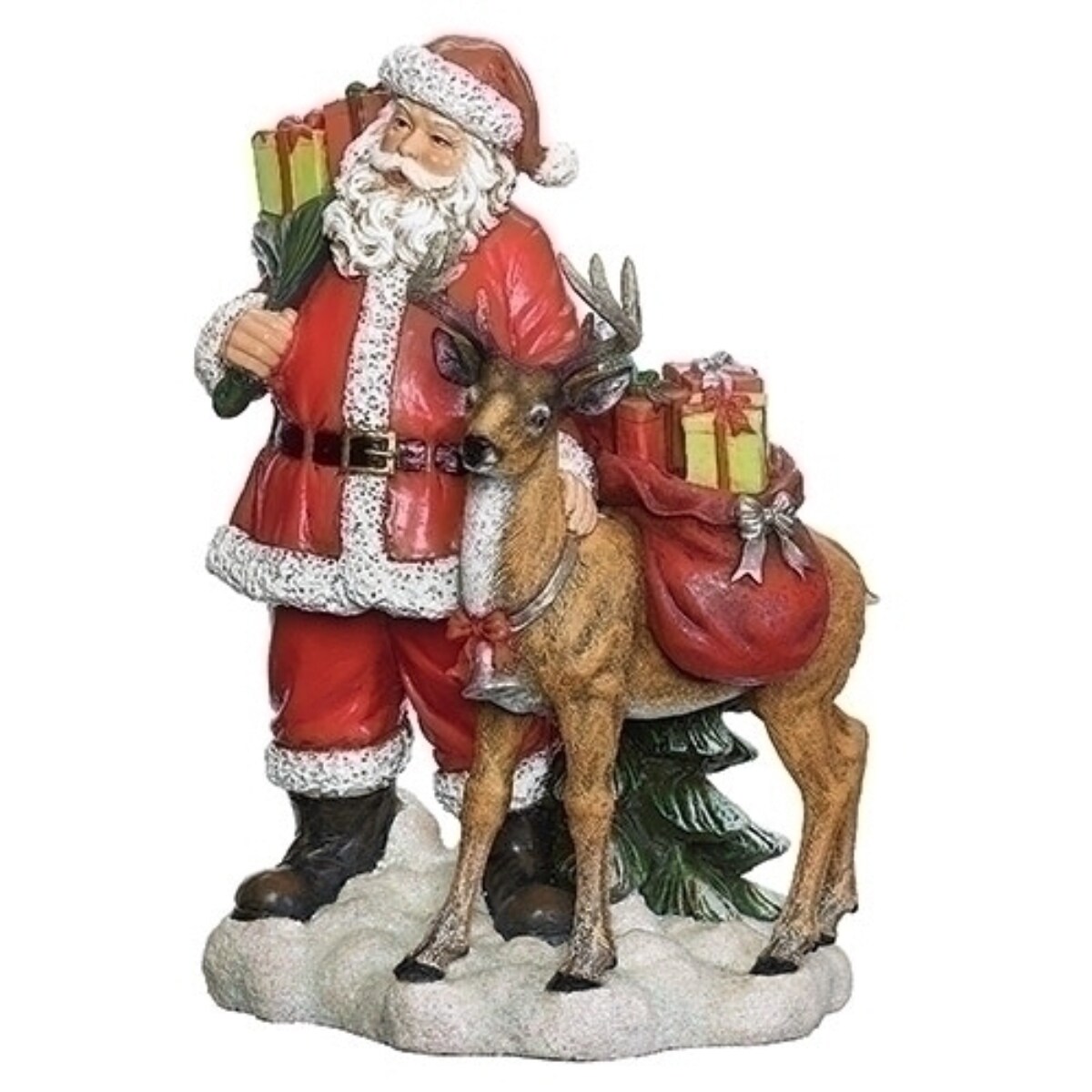 Roman 10" Santa with Reindeer and Gifts Christmas Tabletop Figurine