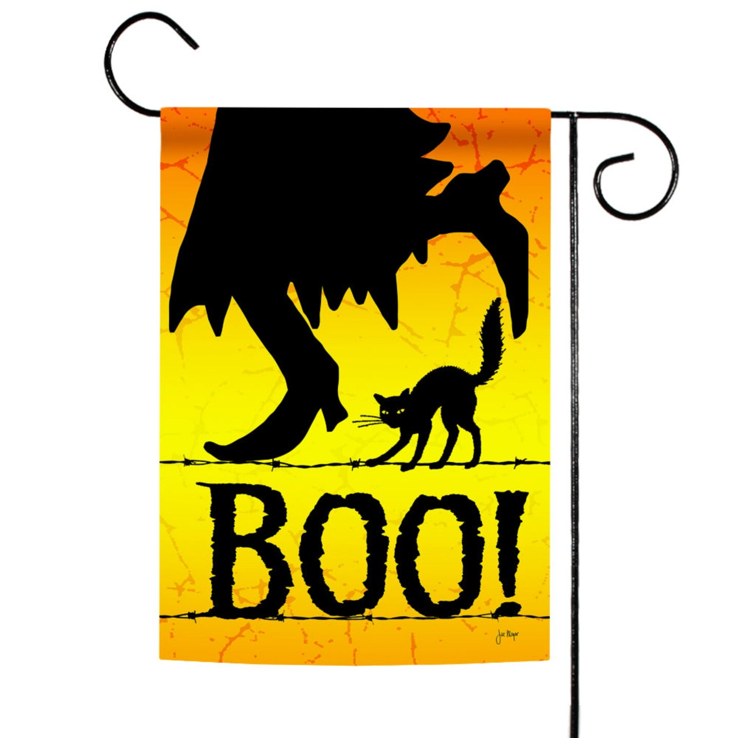 Toland Home Garden Black and Yellow Boo Witch Halloween Outdoor Garden Flag 18" x 12.5"