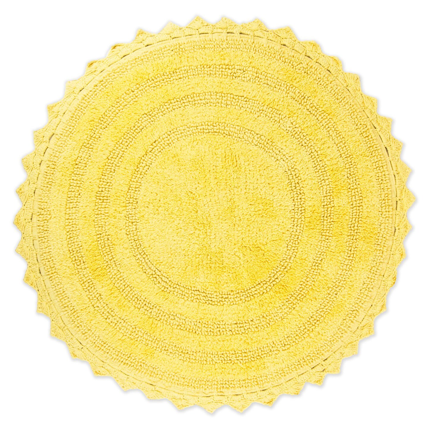 Contemporary Home Living 27.5&#x22; Yellow Round Crochet Bath Mat