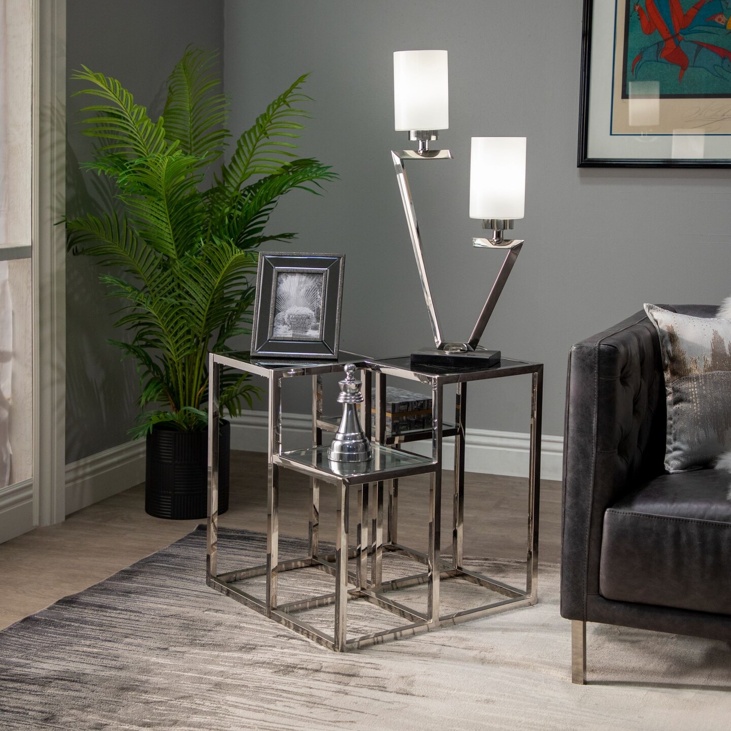 Kingston Living 9" Metallic Silver Queen Chess Piece Tabletop Decor