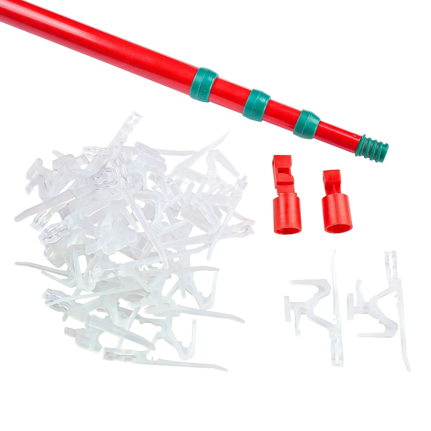 Simple Living Set of 25 Ladderless Red and Green Light Hanging Kit, 11ft